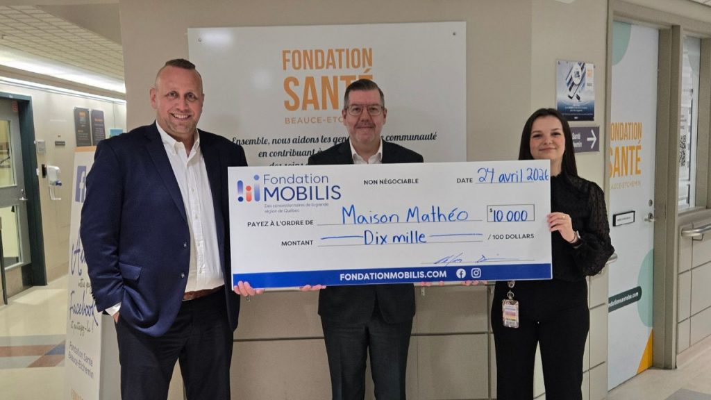 La Fondation Mobilis remet 10 000 $ à la Maison Mathéo